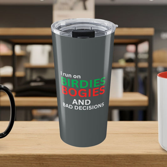 I run on... - 20oz Tumbler in Dark Grey