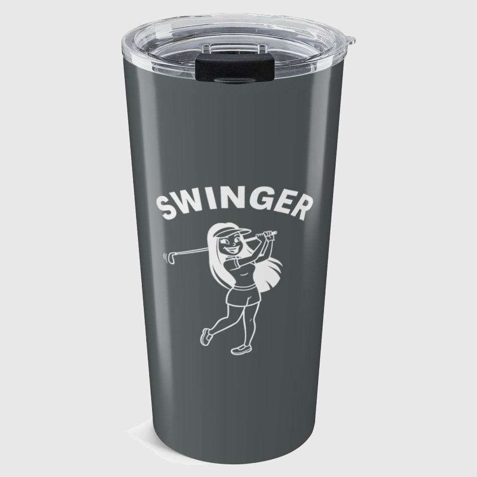 Retro Swinger Women's Golf T-Shirt - 20oz Tumbler in Dark Grey