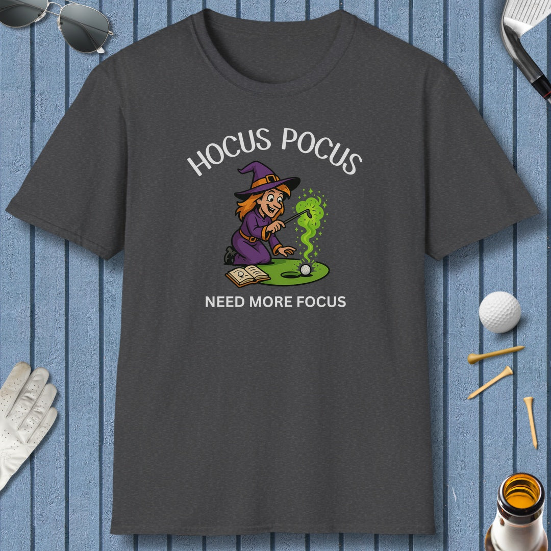 Hocus Pocus, Need More Focus - Adult Golf T-Shirt in Dark Heather
