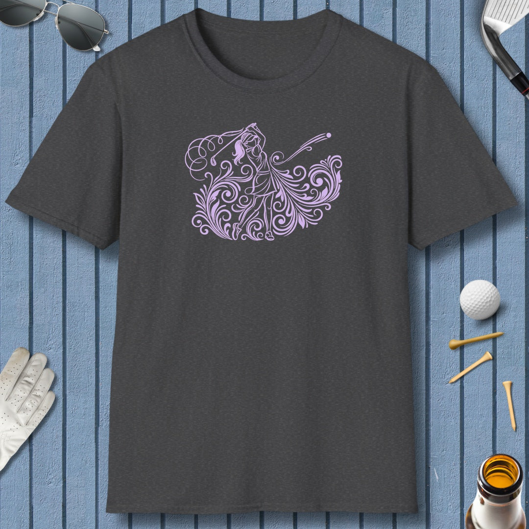 GRACE IN MOTION - Women's Golf Swirl Art - Adult Golf T-Shirt in Dark Heather
