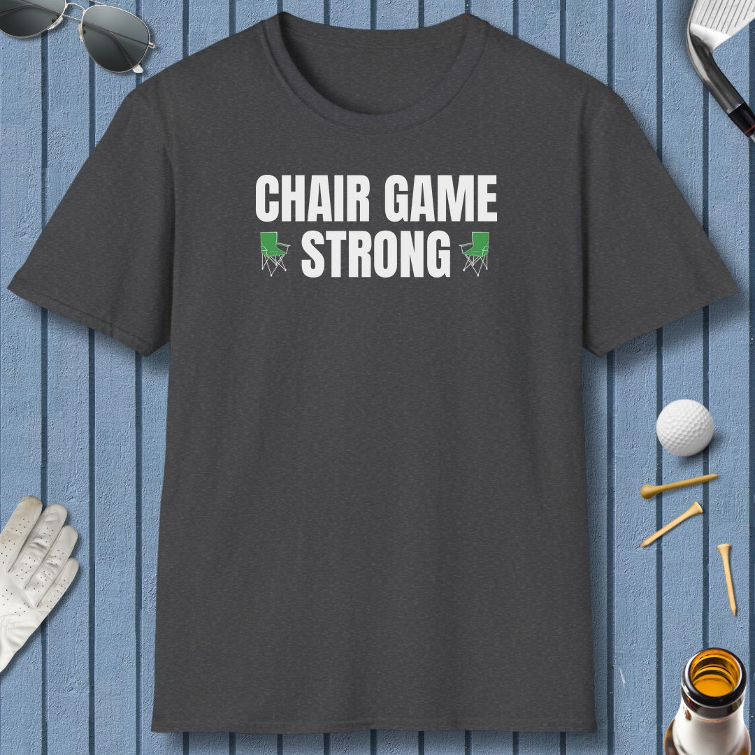 Chair Game Strong - Adult Golf T-Shirt in Dark Heather