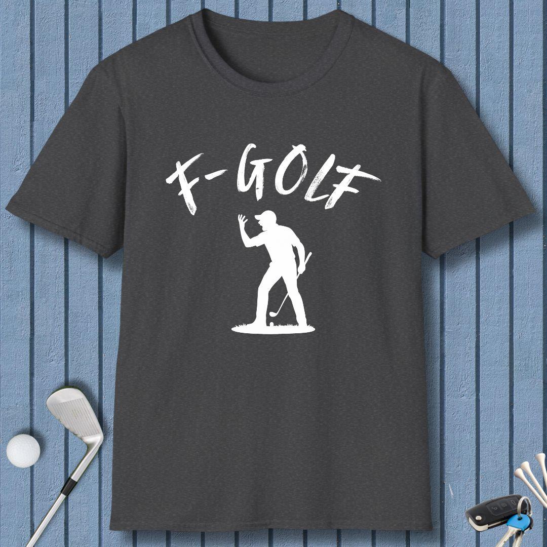 F-Golf - Male Golfer T-Shirt in Dark Heather, great for casual wear. Find more fun golf focused products at oneforetheages.com