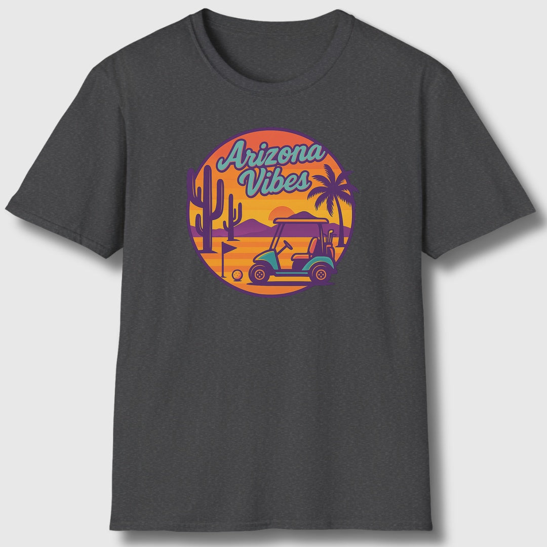 Golf Vibes - Arizona - Desert Edition Golf Destination - Adult Golf T-Shirt in Dark Heather