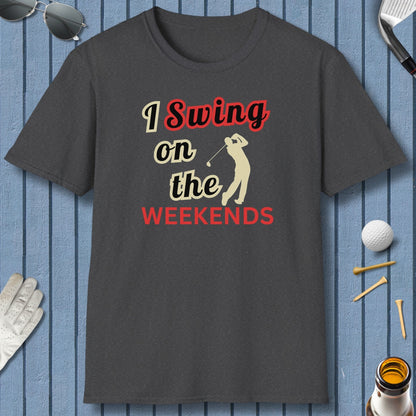 I Swing on the Weekends - Adult Golf T-Shirt in Dark Heather