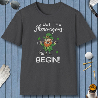 Let The Shenanigans Begin - Adult Golf T-Shirt in Dark Heather