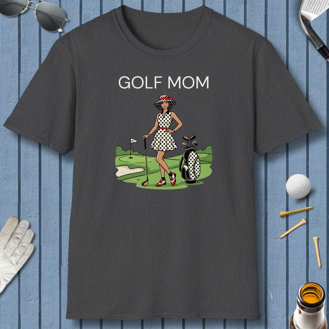 FASHIONABLE GOLF MOM, Polka Dot Dress Tee - Adult Golf T-Shirt in Dark Heather