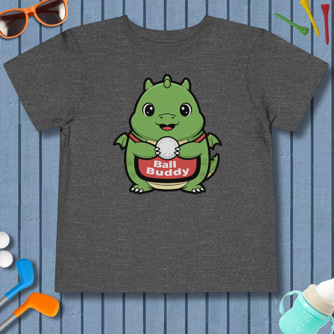 Ball Buddy Dragon - Toddler Golf T-Shirt in Dark Heather Grey