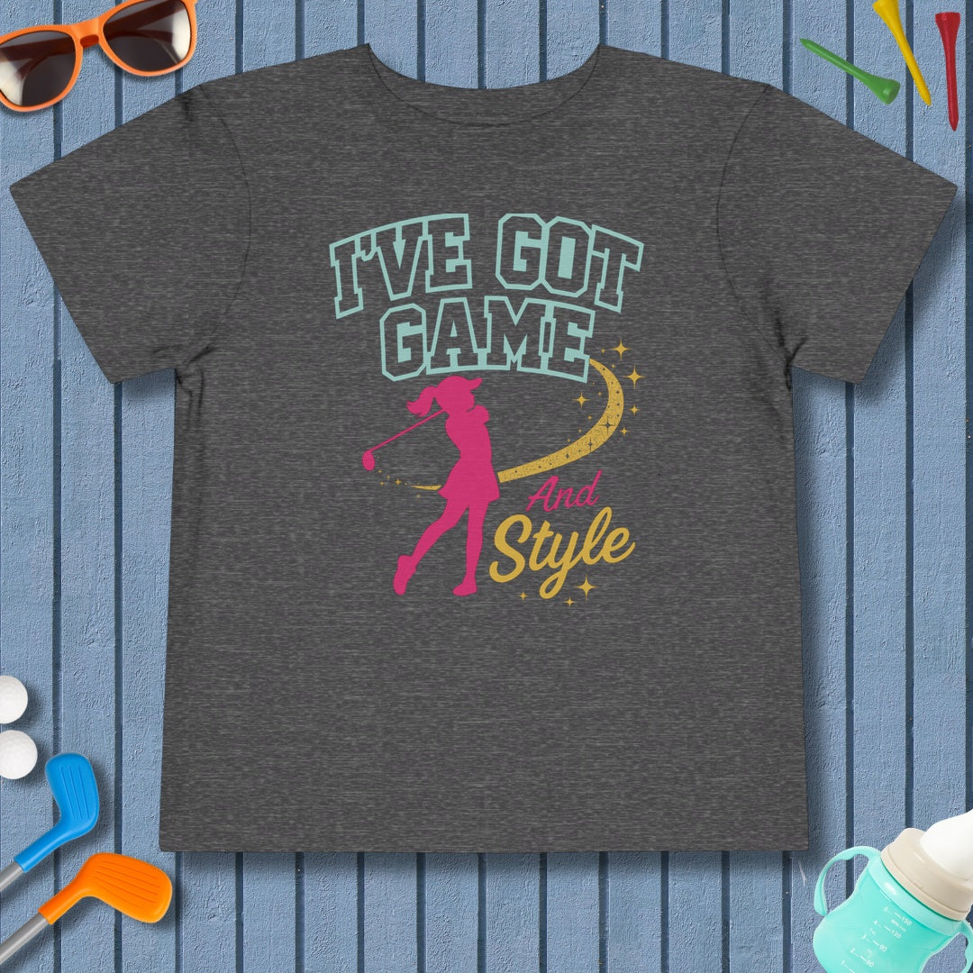 I've Got Game And Style - Toddler Golf T-Shirt in Dark Heather Grey