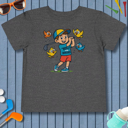 Built for Birdies - Toddler Golf T-Shirt in Dark Heather Grey