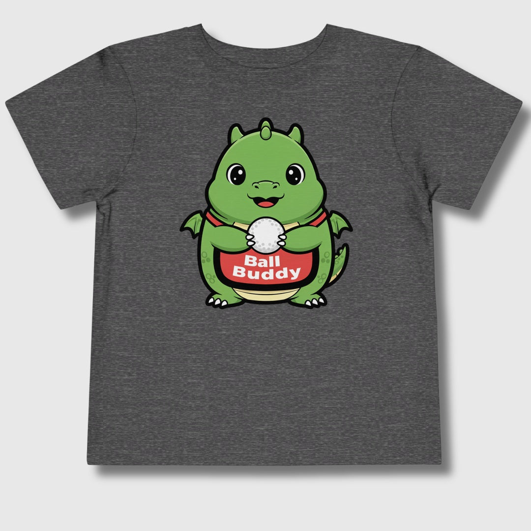 Ball Buddy Dragon - Toddler Golf T-Shirt in Dark Heather Grey