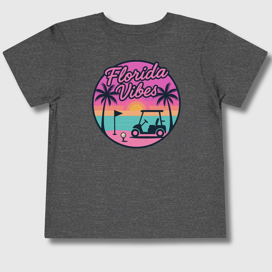 Golf Vibes - Florida Sunshine Edition - Toddler Golf T-Shirt in Dark Heather Grey