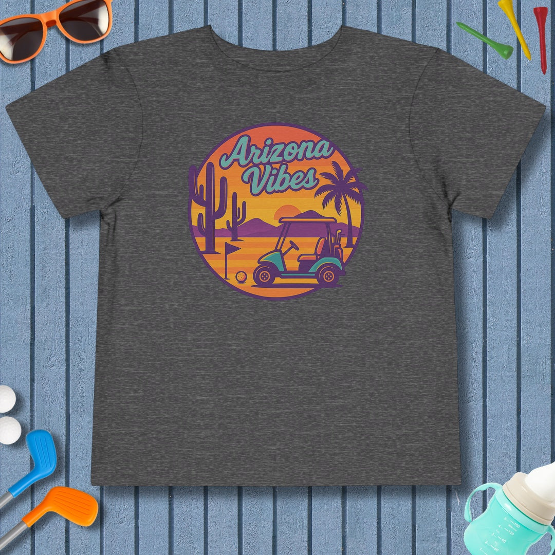 Golf Vibes - Arizona - Desert Edition Golf Destination - Toddler Golf T-Shirt in Dark Heather Grey