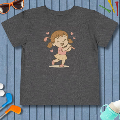 Happy Golfer Girl - Toddler Golf T-Shirt in Dark Heather Grey