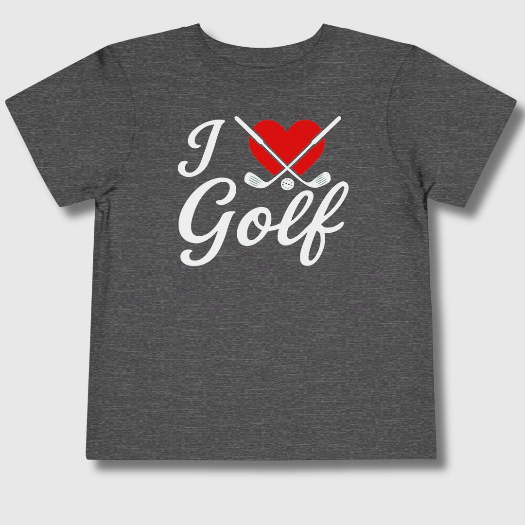 I Love Golf - Toddler Golf T-Shirt in Dark Heather Grey