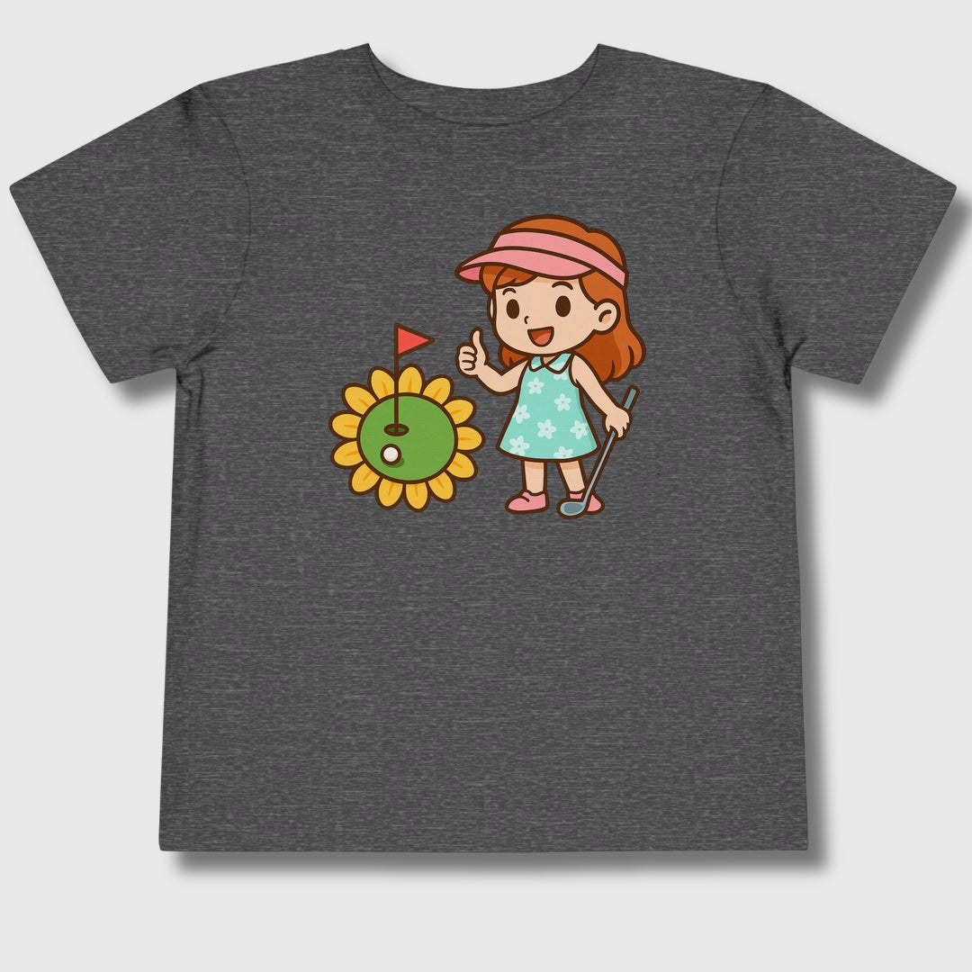 Sunflower Green - Toddler Golf T-Shirt in Dark Heather Grey