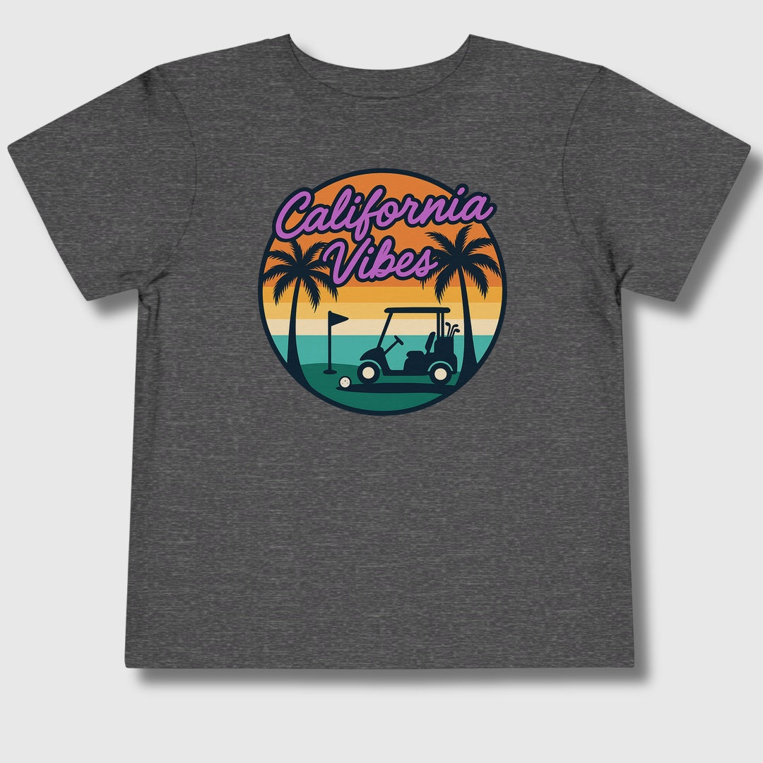 Golf Vibes - California Coast Edition - Toddler Golf T-Shirt in Dark Heather Grey