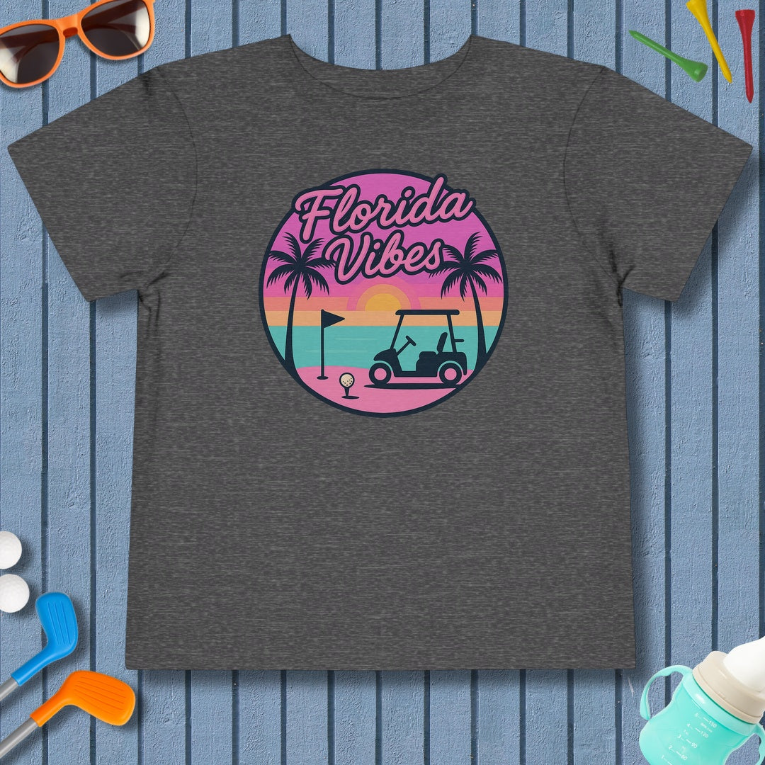 Golf Vibes - Florida Sunshine Edition - Toddler Golf T-Shirt in Dark Heather Grey