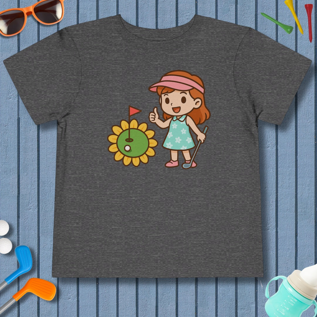 Sunflower Green - Toddler Golf T-Shirt in Dark Heather Grey