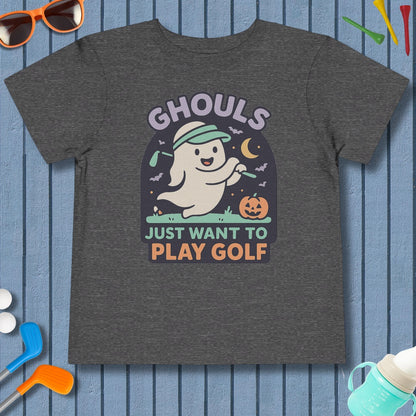 Ghouls Just Wanna Play Golf - Toddler Golf T-Shirt in Dark Heather Grey