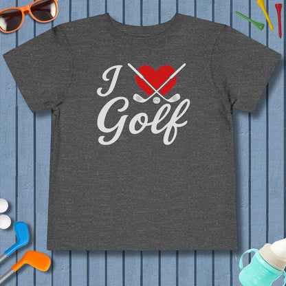 I Love Golf - Toddler Golf T-Shirt in Dark Heather Grey