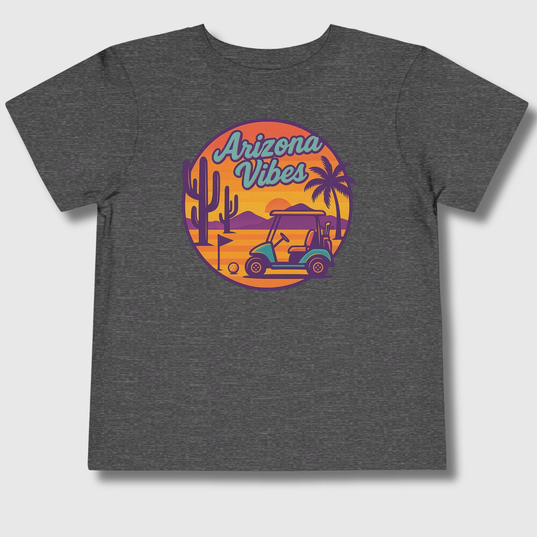 Golf Vibes - Arizona - Desert Edition Golf Destination - Toddler Golf T-Shirt in Dark Heather Grey