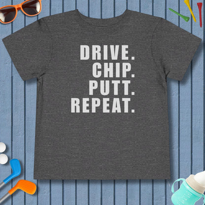 DRIVE CHIP PUTT REPEAT - Toddler Golf T-Shirt in Dark Heather Grey