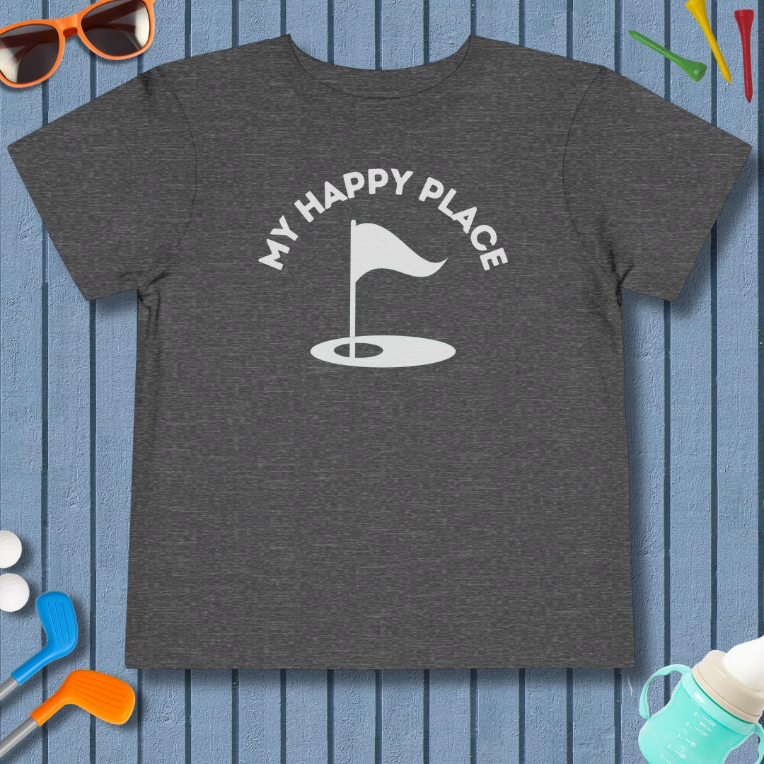 My Happy Place - Toddler Golf T-Shirt in Dark Heather Grey