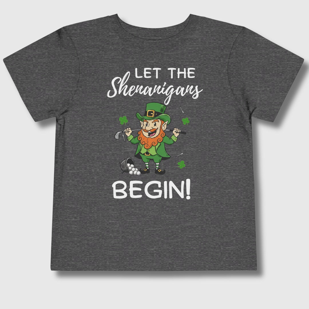 Let The Shenanigans Begin - Toddler Golf T-Shirt in Dark Heather Grey