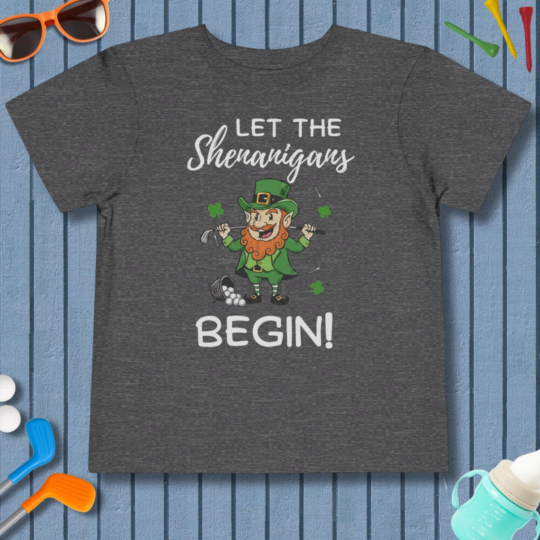 Let The Shenanigans Begin - Toddler Golf T-Shirt in Dark Heather Grey