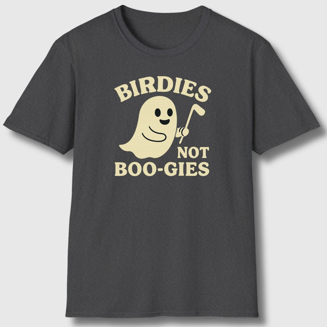 Birdies not BOO-GIES - Adult Golf T-Shirt in Dark Heather