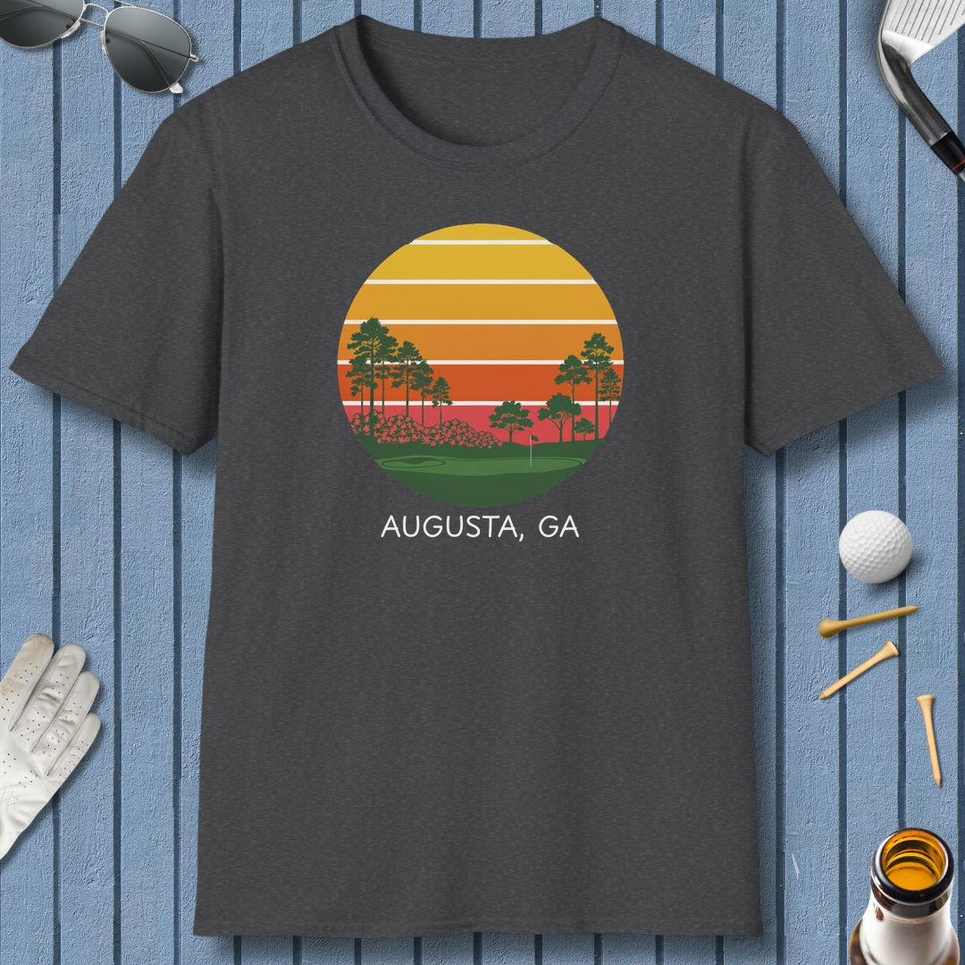 Retro Sunset - Augusta - Adult Golf T-Shirt in Dark Heather