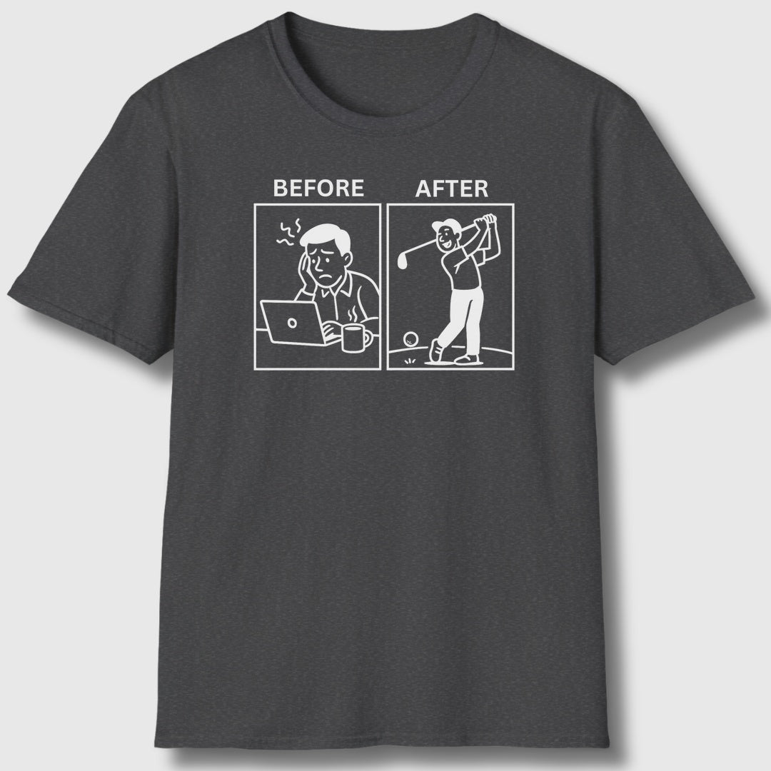 Before & After - Adult Golf T-Shirt in Dark Heather