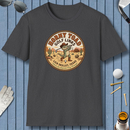 Horny Toad Golf Links - Lick Skillet, Texas - Adult Golf T-Shirt in Dark Heather