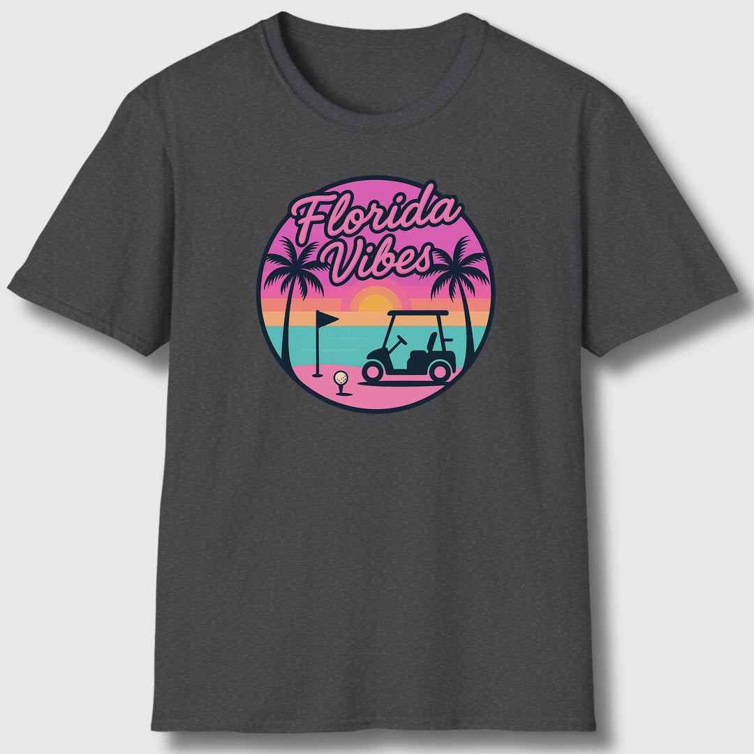 Golf Vibes - Florida Sunshine Edition - Adult Golf T-Shirt in Dark Heather
