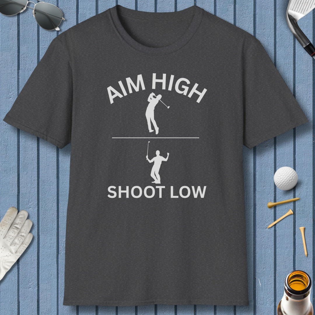 Aim High - Shoot Low (Male) - Adult Golf T-Shirt in Dark Heather