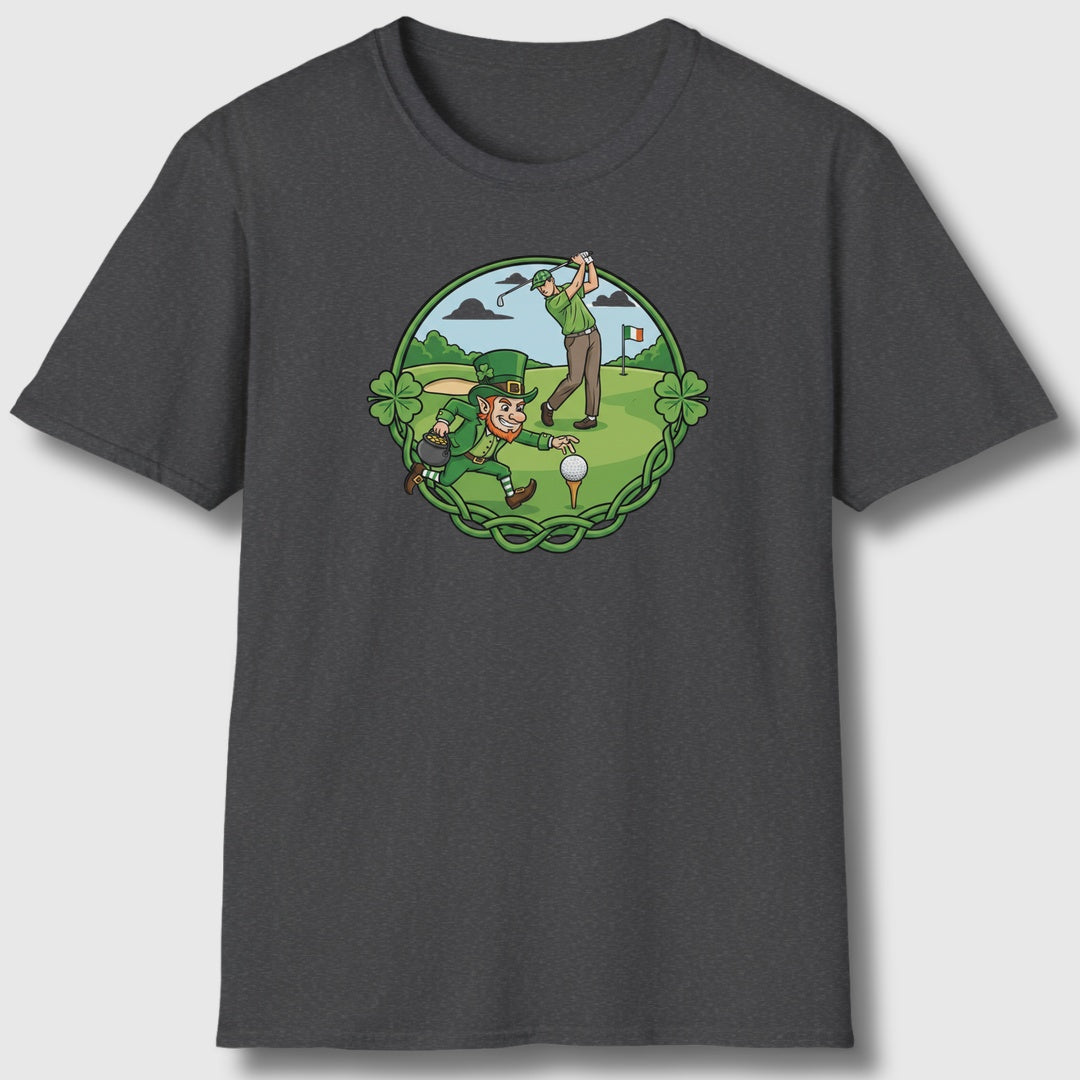 The Leprechaun Stole My Ball! - Adult Golf T-Shirt in Dark Heather