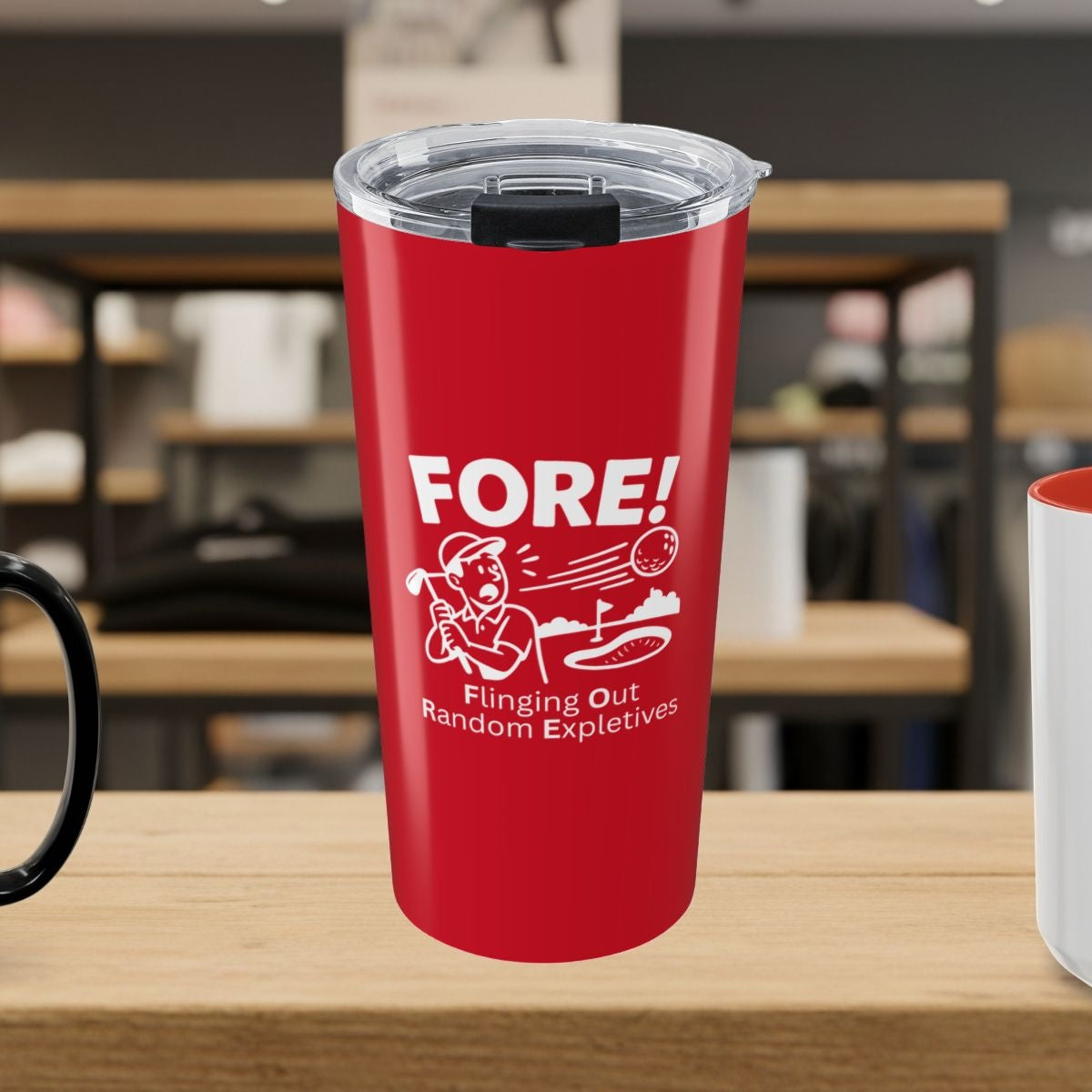 FORE! - Flinging Out Random Expletives! - 20oz Tumbler in Dark Red