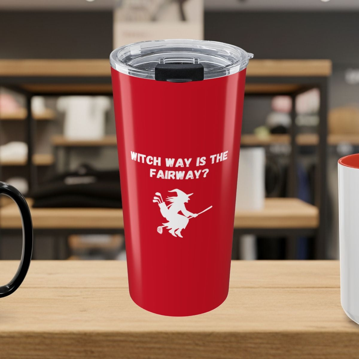 Witch Way is the Fairway - 20oz Tumbler in Dark Red