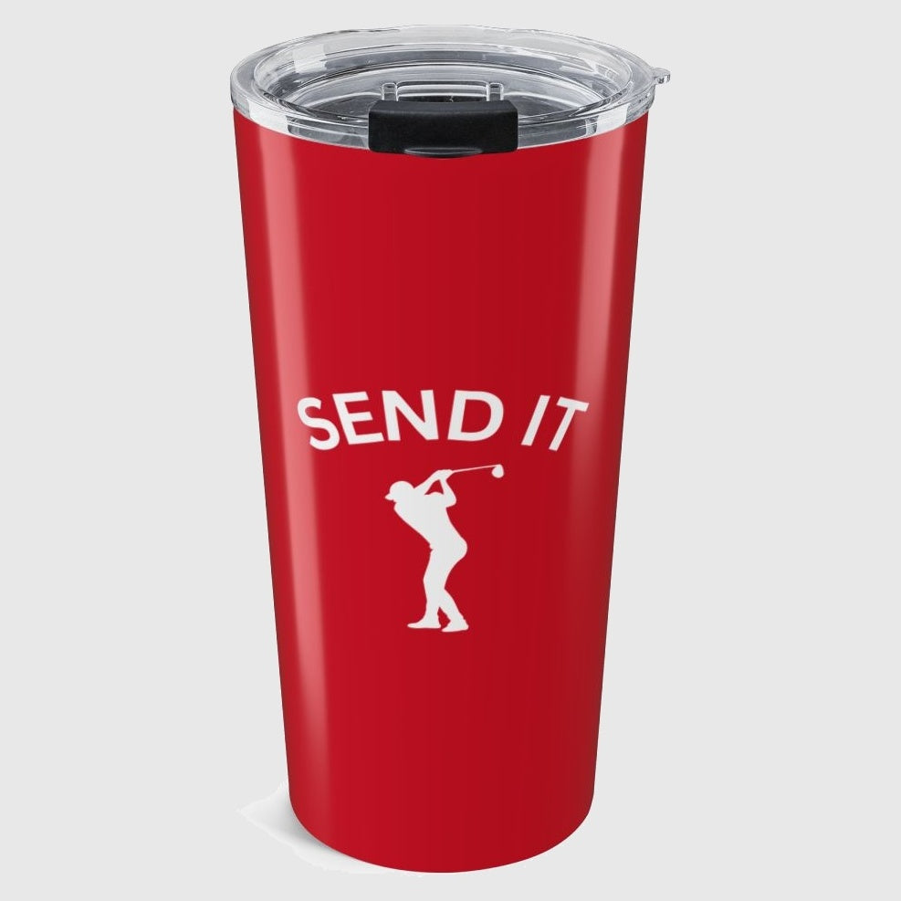 SEND IT (Male) - 20oz Tumbler in Dark Red