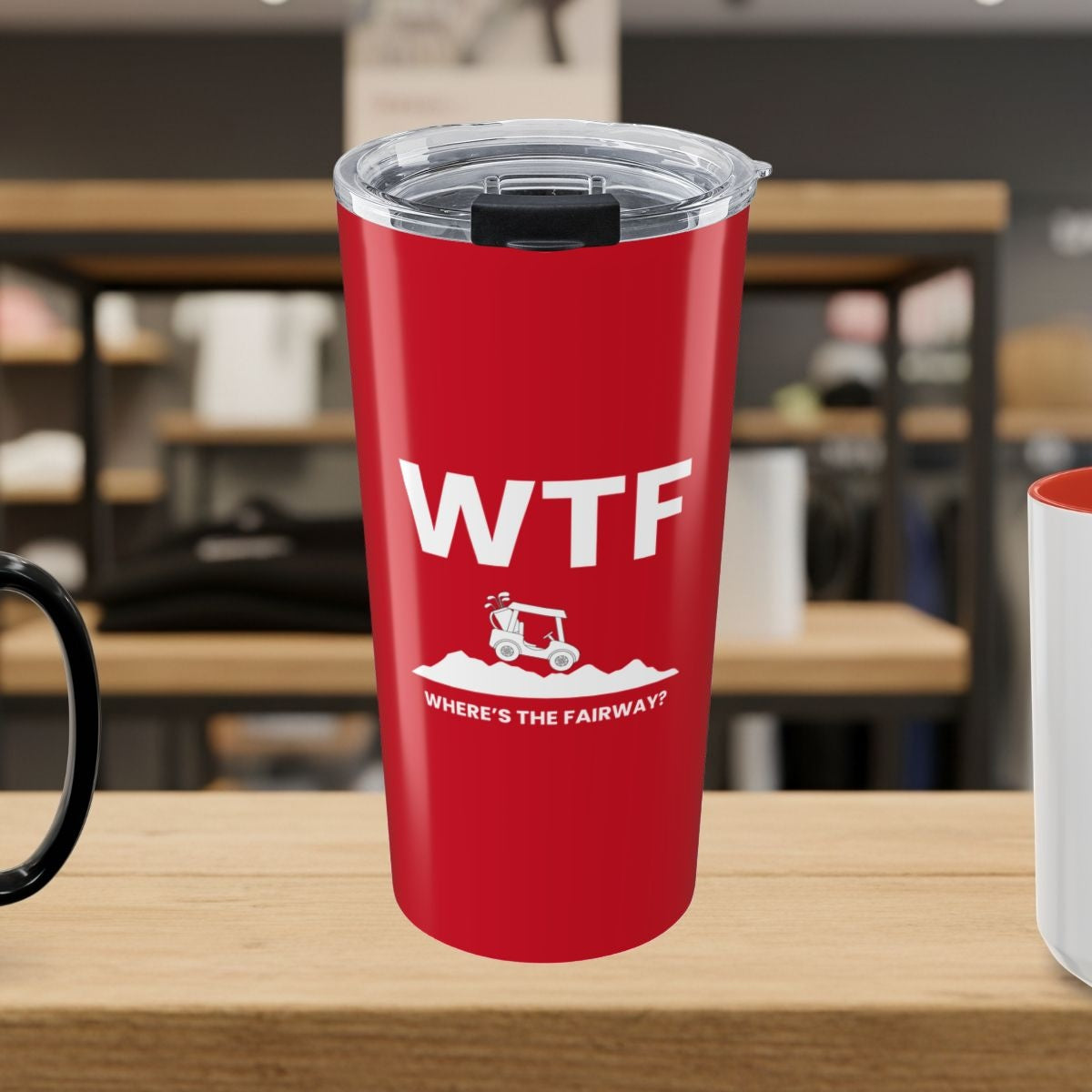 WTF - Where's the Fairway - 20oz Tumbler in Dark Red