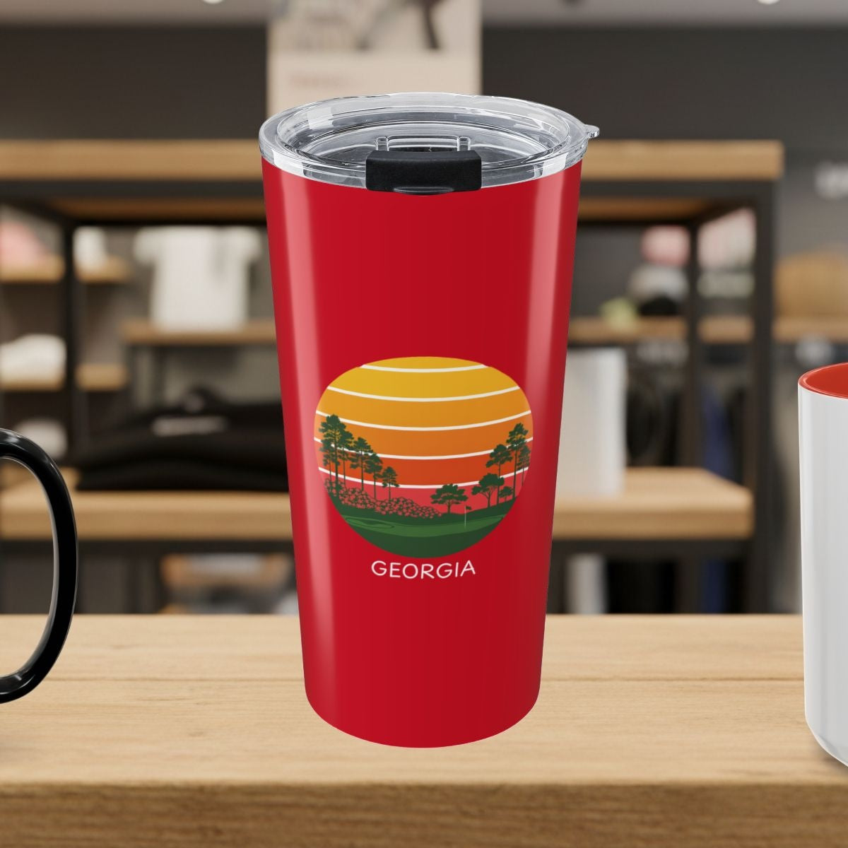 Retro Sunset - Georgia - 20oz Tumbler in Dark Red