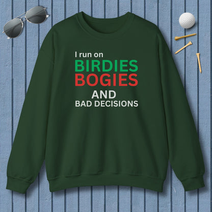 I run on... - Adult Golf Sweatshirt in Forest Green