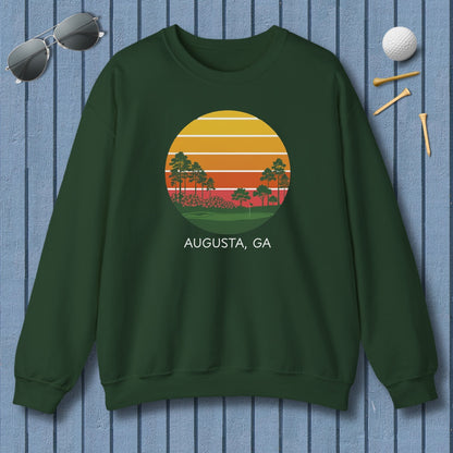 Retro Sunset - Augusta - Adult Golf Sweatshirt in Forrest Green