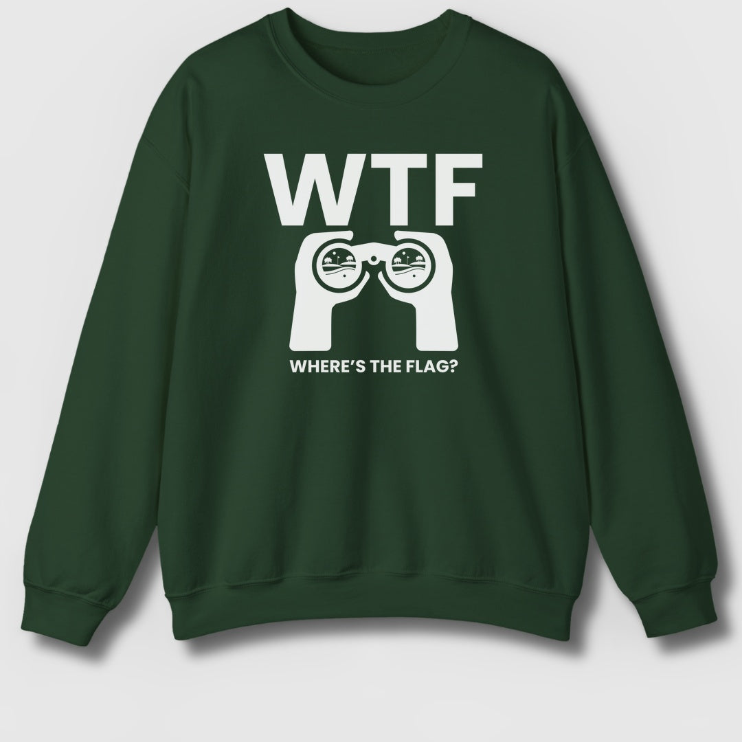 WTF - Where's the Flag - Adult Golf Sweatshirt in Forrest Green