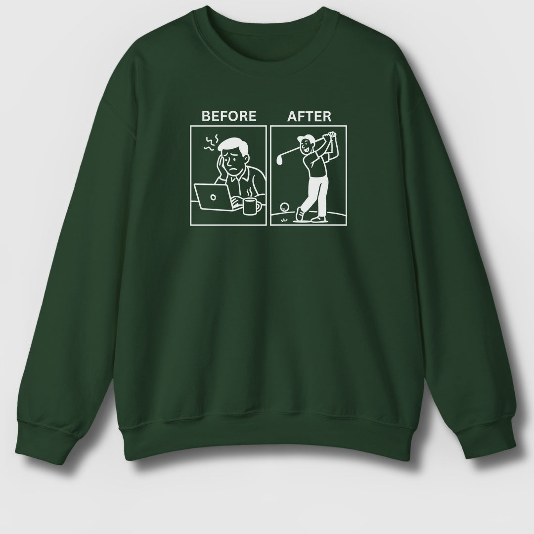Before & After - Adult Golf Sweatshirt in Forrest Green