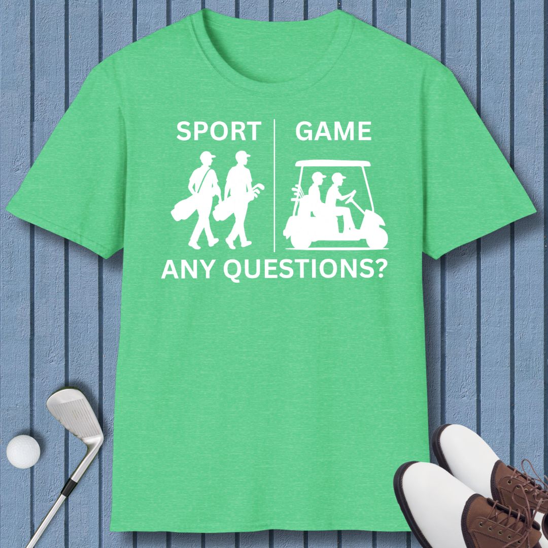 SPORT vs. GAME - Male in Heather Irish Green, great for casual wear. Find more fun golf focused products at oneforetheages.com