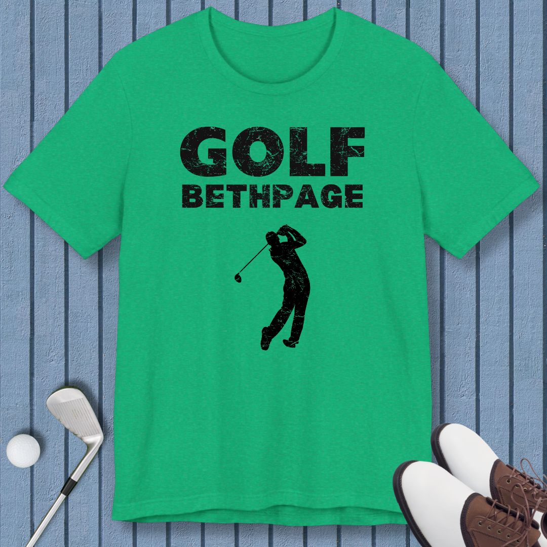 Golf Bethpage - Male T-shirt in Heather Kelly, great for casual wear. Find more fun golf focused products at oneforetheages.com