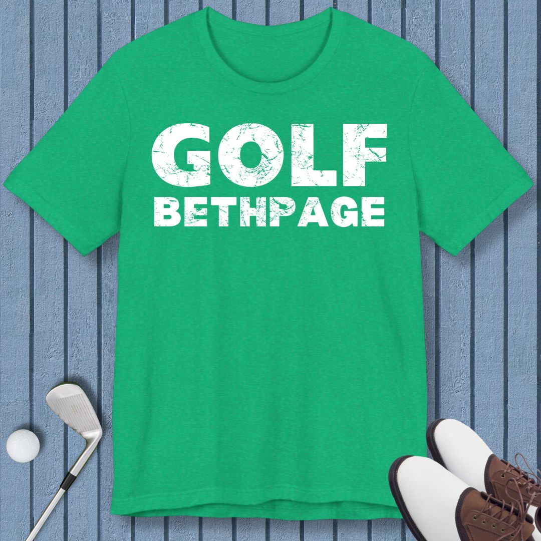 Golf Bethpage - T-shirt in Heather Kelly, great for casual wear. Find more fun golf focused products at oneforetheages.com