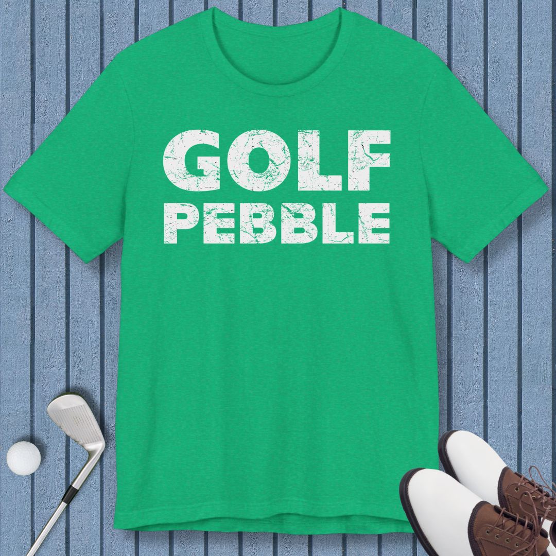 Golf Pebble - T-shirt in Heather Kelly, great for casual wear. Find more fun golf focused products at oneforetheages.com