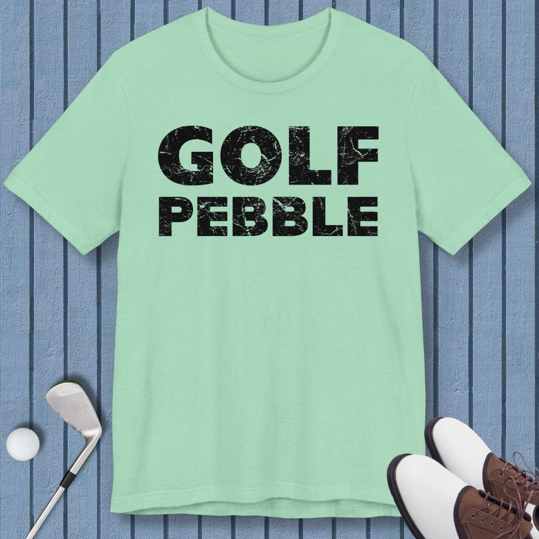 Golf Pebble - T-shirt in Heather Mint, great for casual wear. Find more fun golf focused products at oneforetheages.com